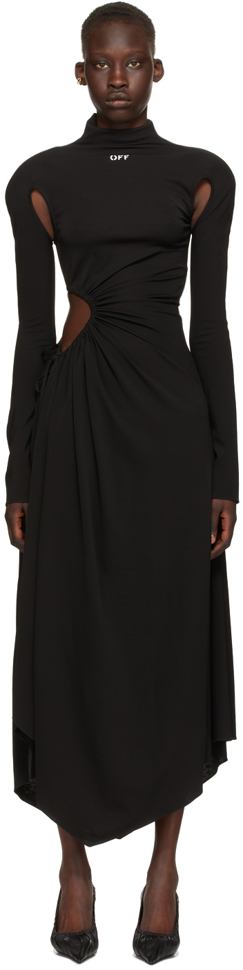 Off-White: Black Viscose Panel Dress | SSENSE