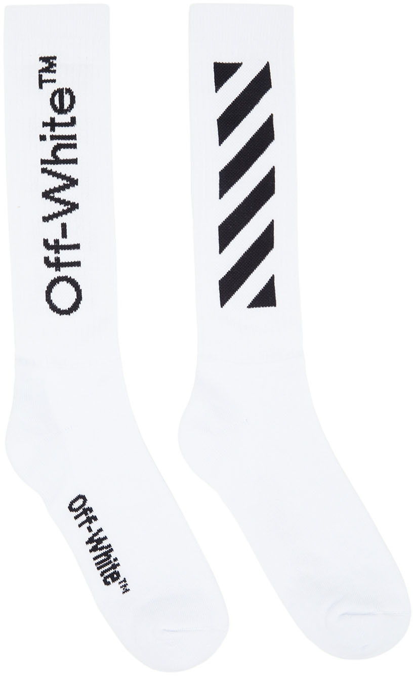Off-White White Diag Mid Socks