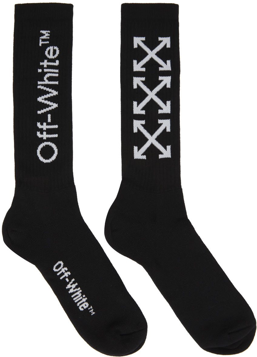 Off-White: Black & White Logo Socks | SSENSE
