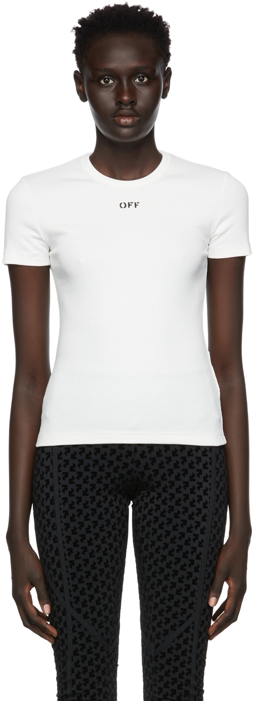 Off-White White Rib Knit Basic Logo T-Shirt