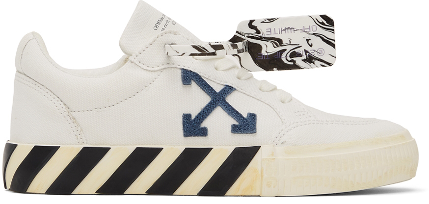 Off-White White Vulcanized Eco Canvas Sneakers - OMIA085F21FAB0010146