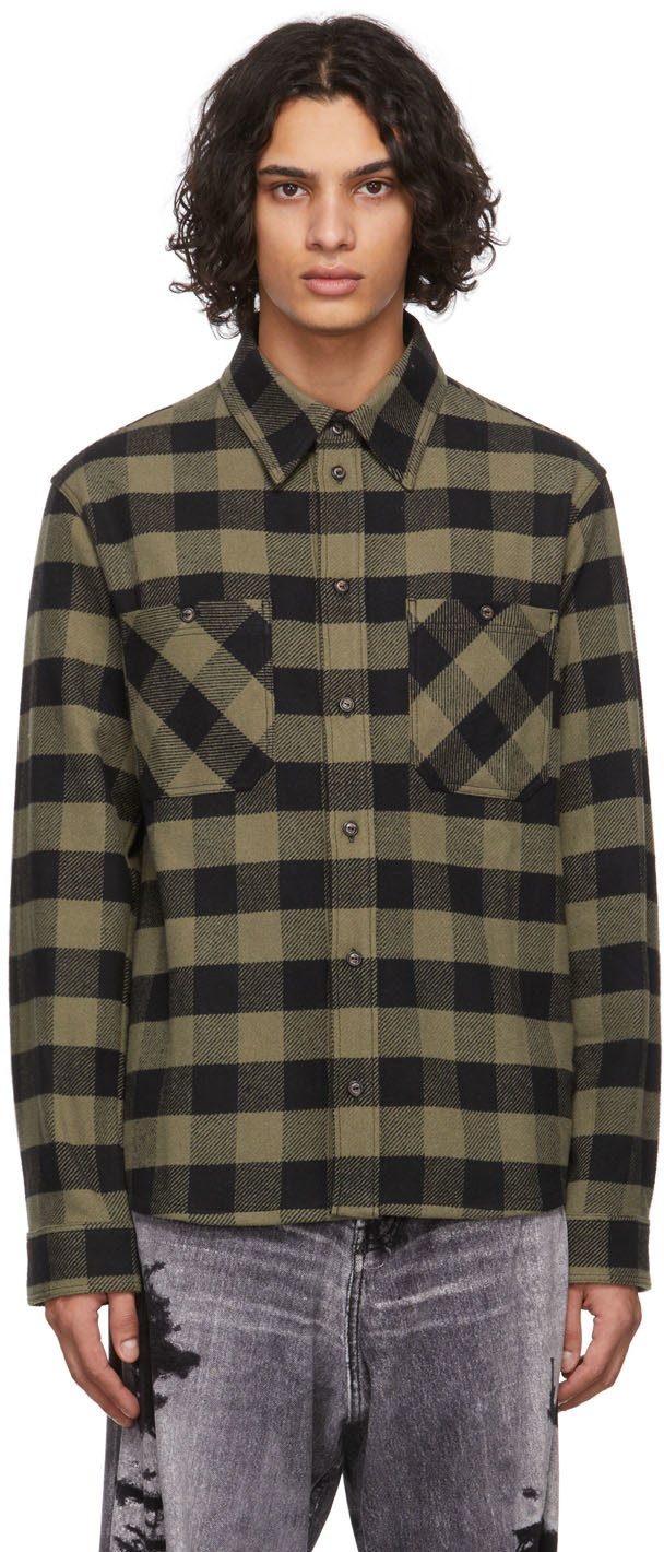 off white green flannel