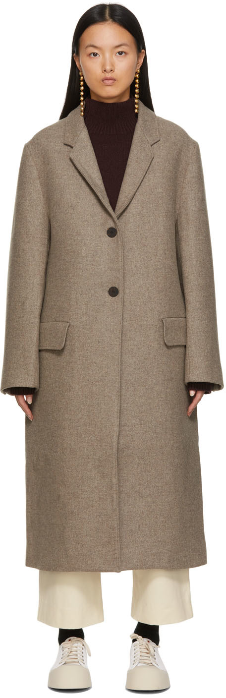 Studio Nicholson Brown Wool Tailored Mari Coat | Smart Closet