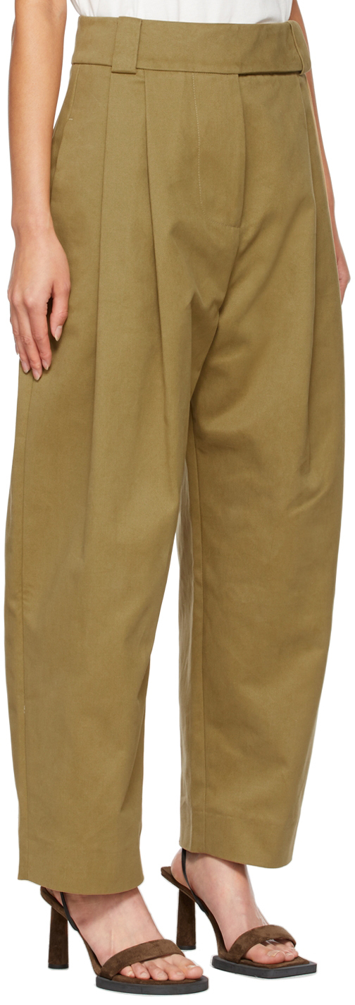 Studio Nicholson Khaki Byte Double Pleat Trousers | Smart Closet