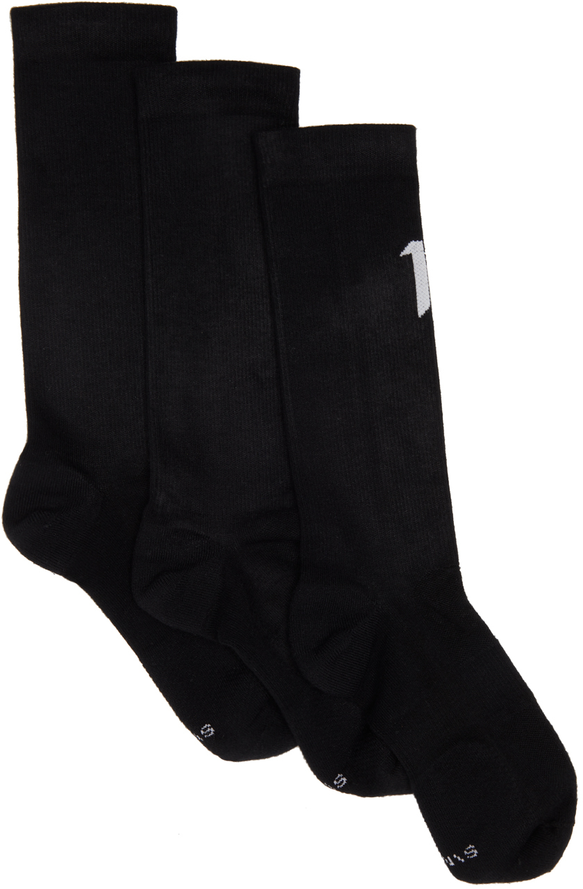 11 by Boris Bidjan Saberi Three-Pack Black Logo Type Socks