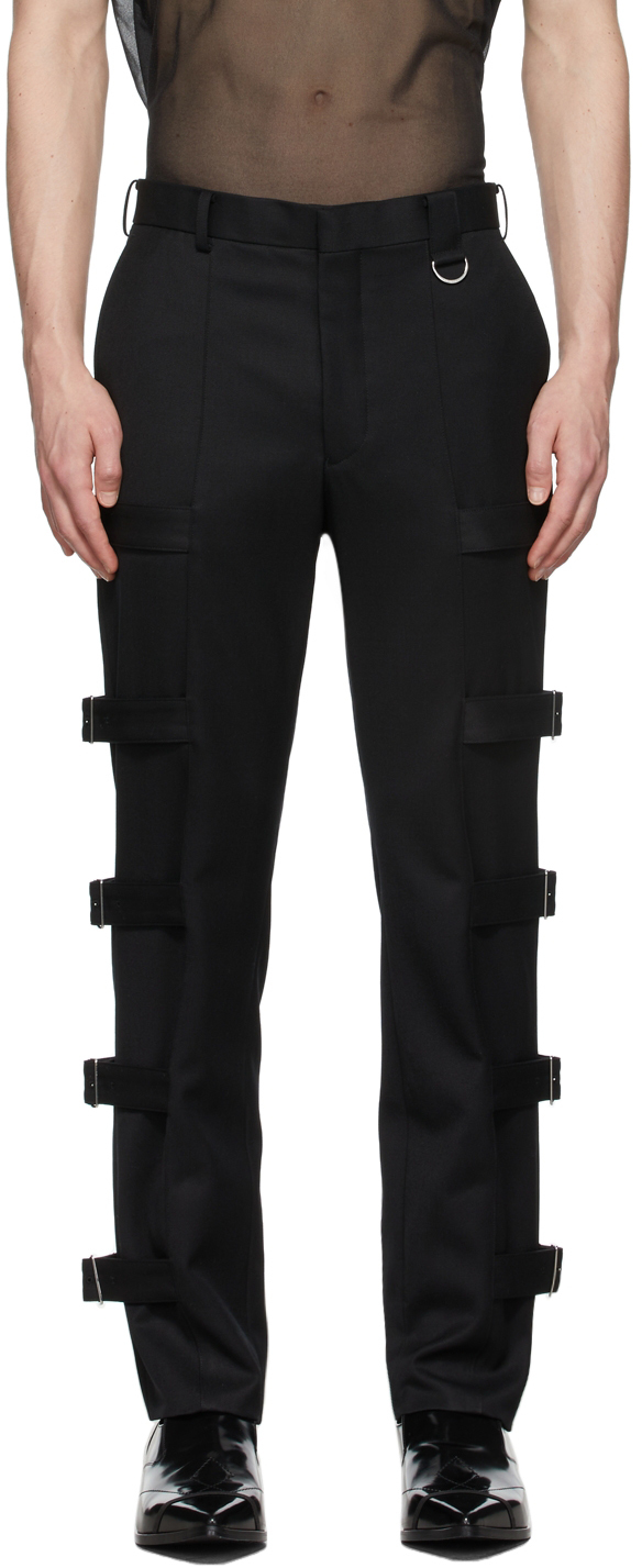 Johnlawrencesullivan: Black Bondage Trousers | SSENSE