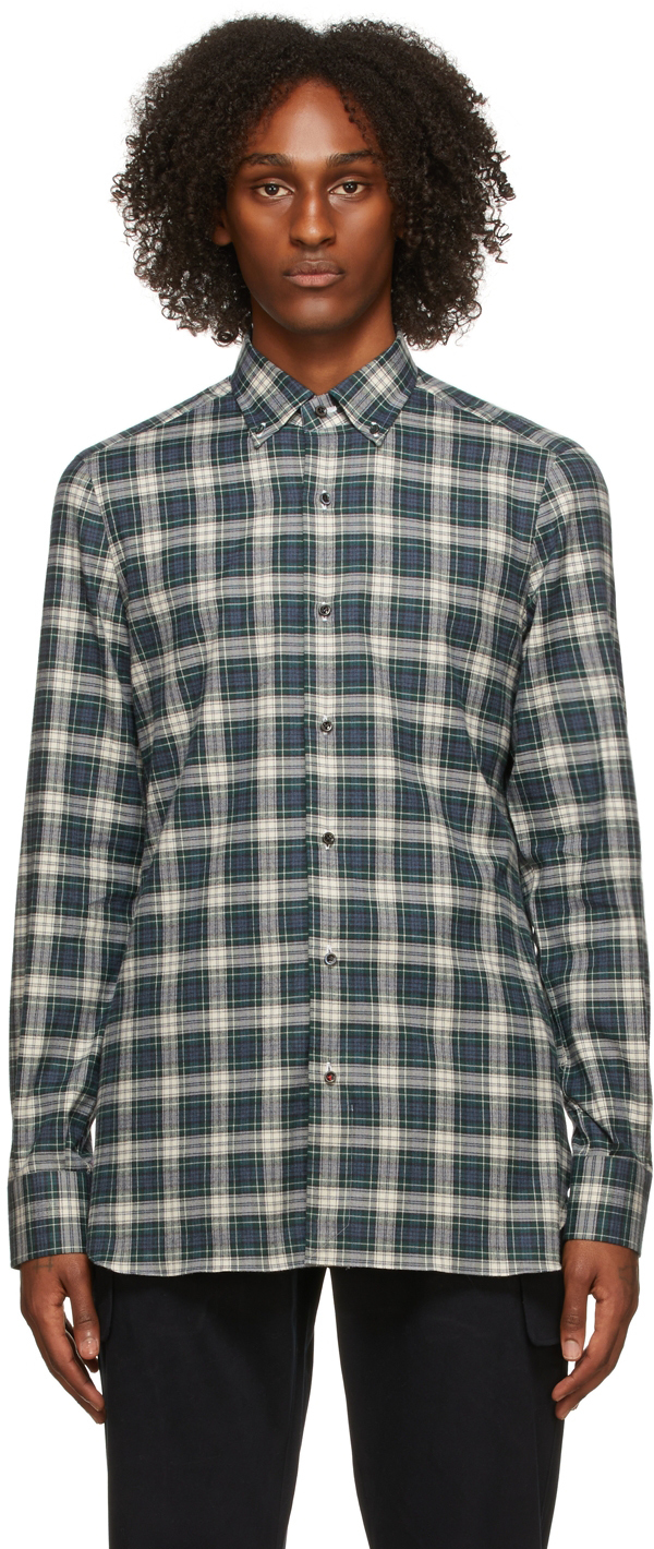 Navy Check Pattern Shirt