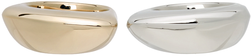 LEMAIRE: Two-Piece Silver & Gold Drop Ring Set | SSENSE