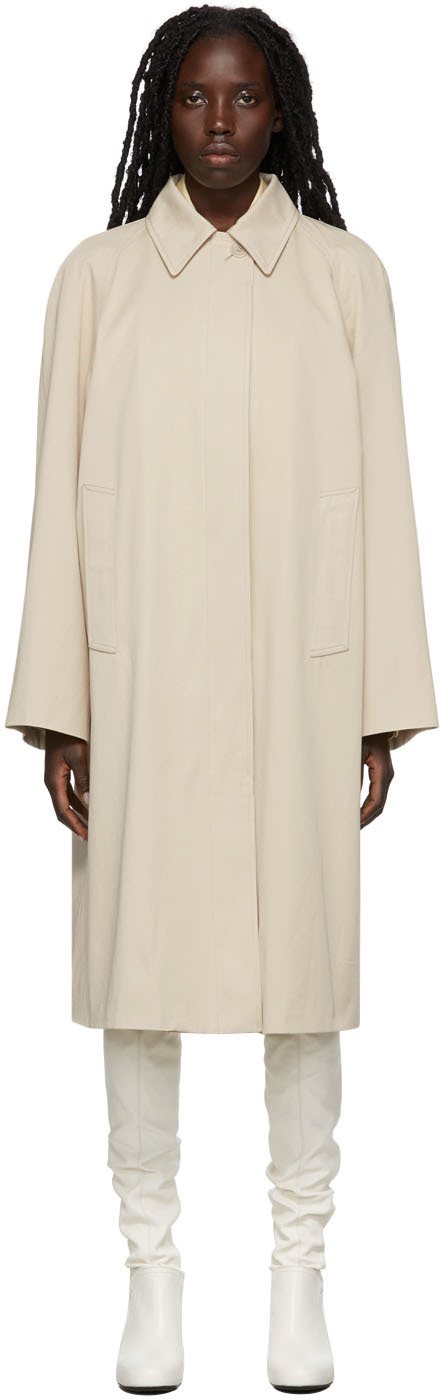 Lemaire Off-White Cotton Gabardine Overcoat