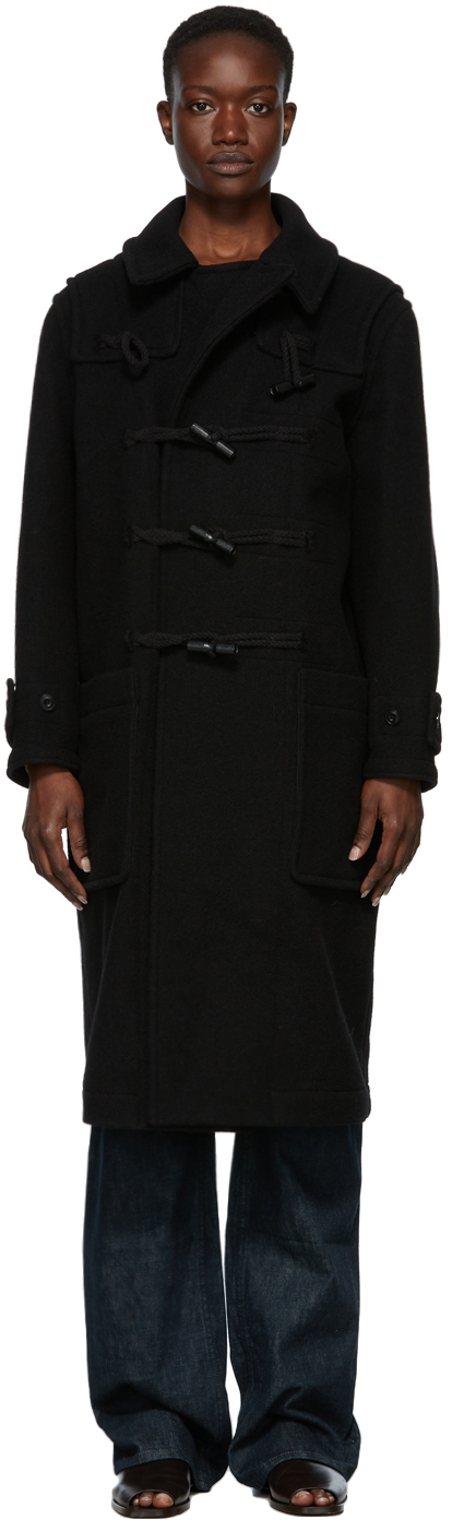 black wool duffle coat