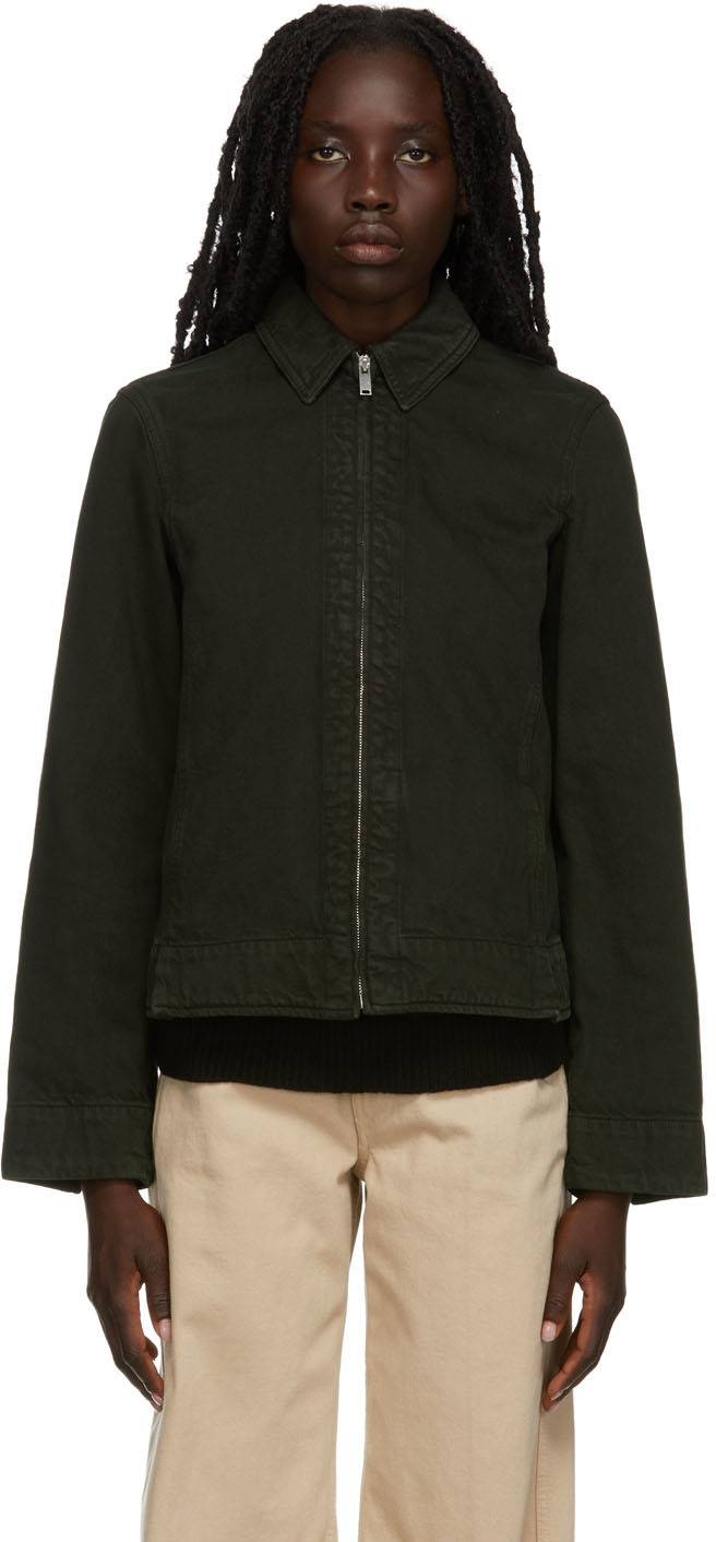 LEMAIRE: Black Zipped Denim Shirt | SSENSE