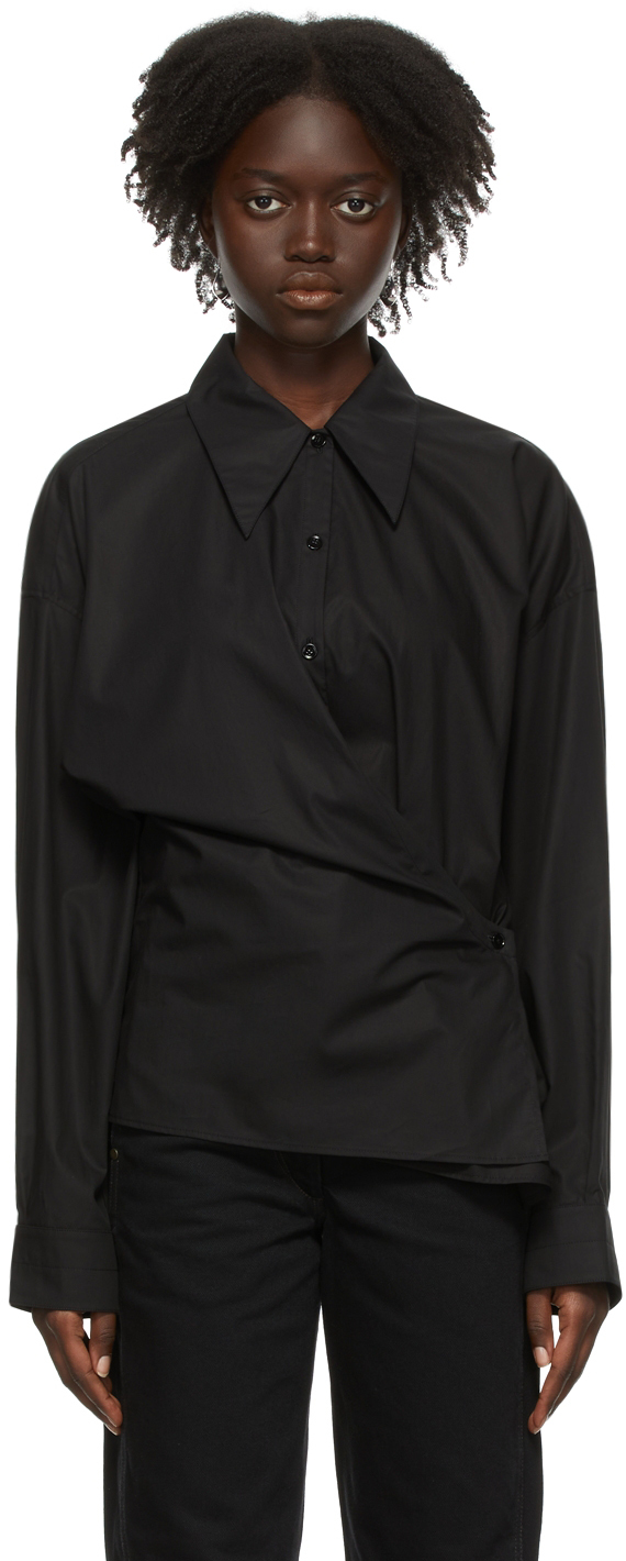 Black Twisted Shirt by LEMAIRE on Sale