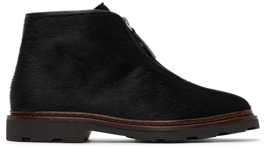 Lemaire Black Pony Hair Zipped Boots