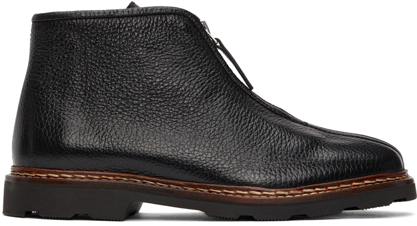 Lemaire Black Leather Zipped Boots | Smart Closet