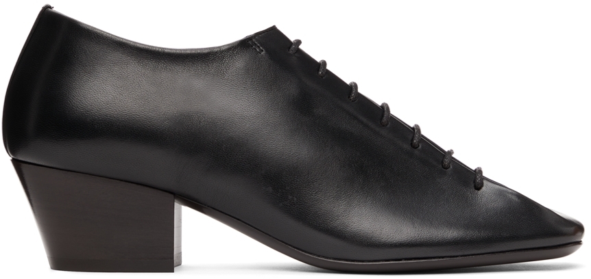 SSENSE Women Shoes Flat Shoes Formal Shoes Black Lace-Up Heel Derbys 