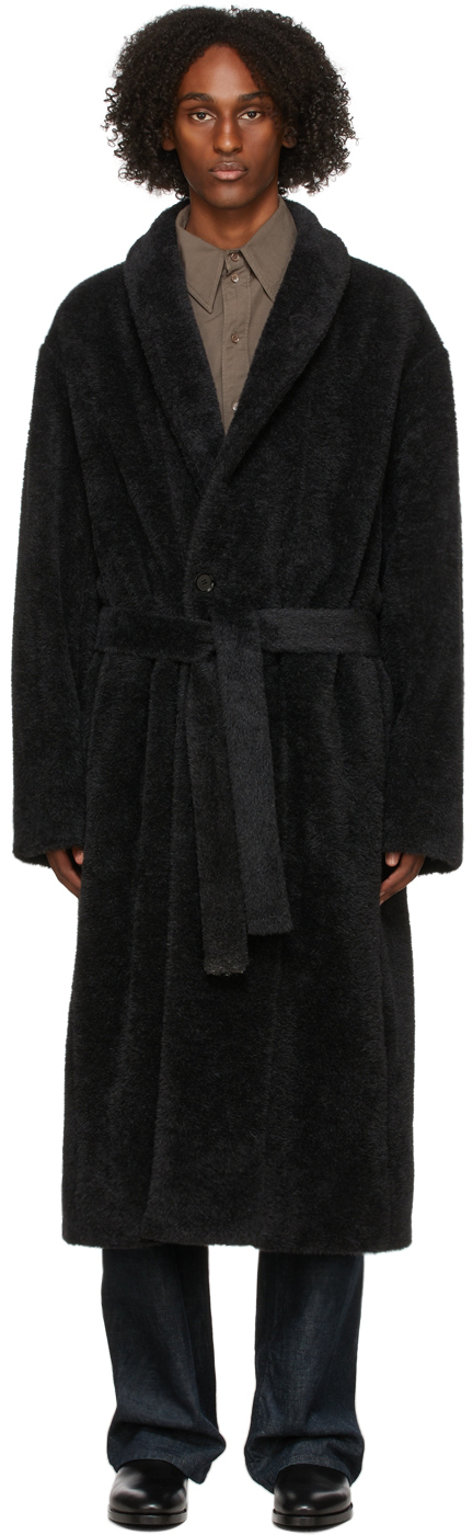 LEMAIRE Black Alpaca Bathrobe Coat