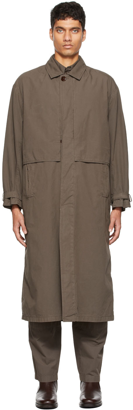 LEMAIRE: Taupe Storm Flap Trench Coat | SSENSE Canada