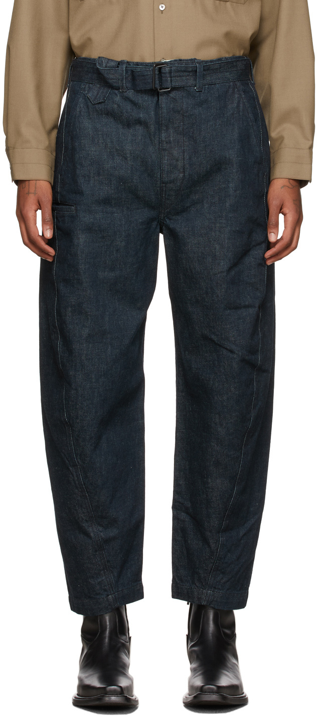 LEMAIRE Navy Denim Twisted Trousers
