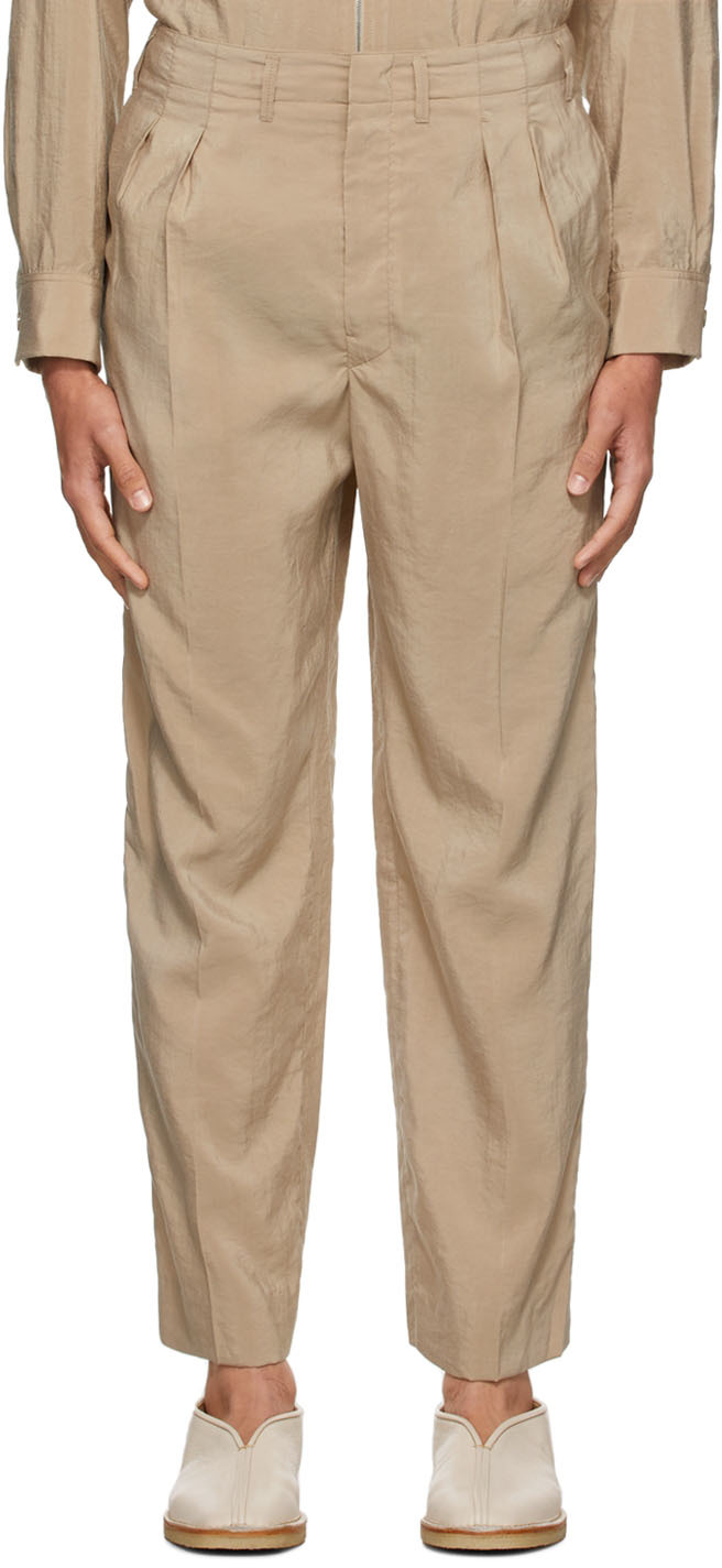 Lemaire SSENSE Exclusive Beige Dry Silk Trousers