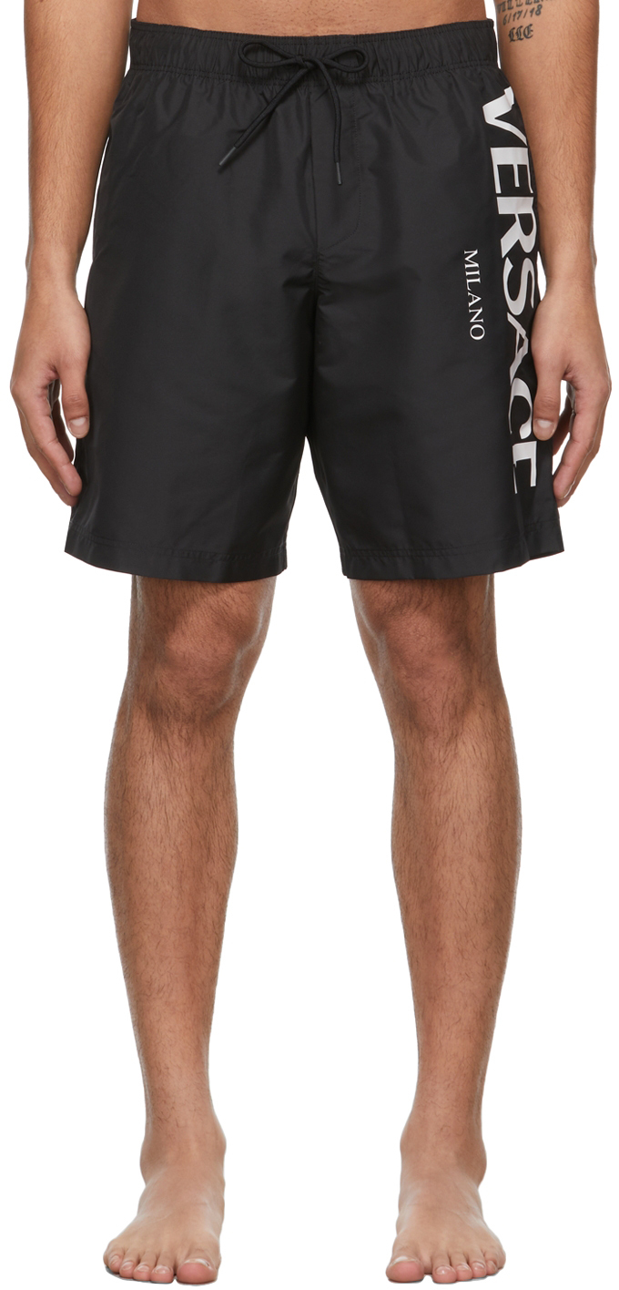 Black Logo Long Swim Shorts