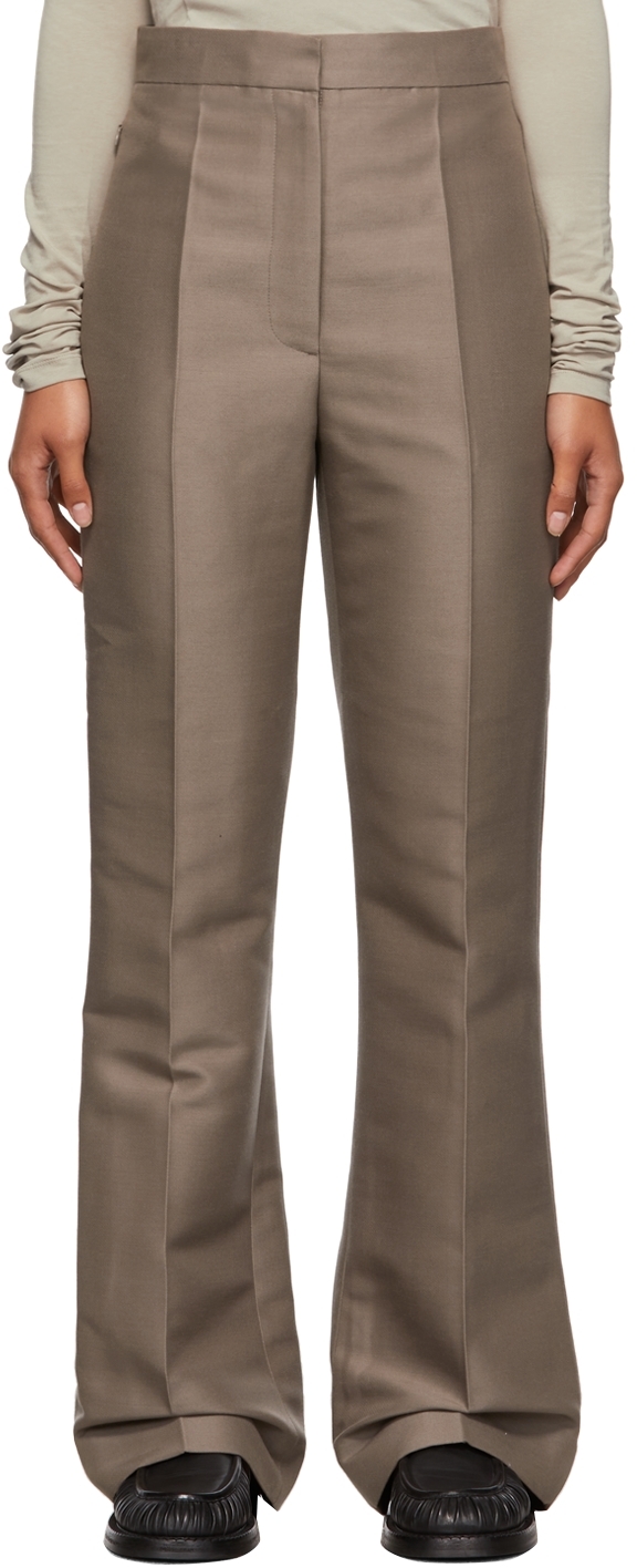 LOW CLASSIC Khaki Silk Slim Trousers