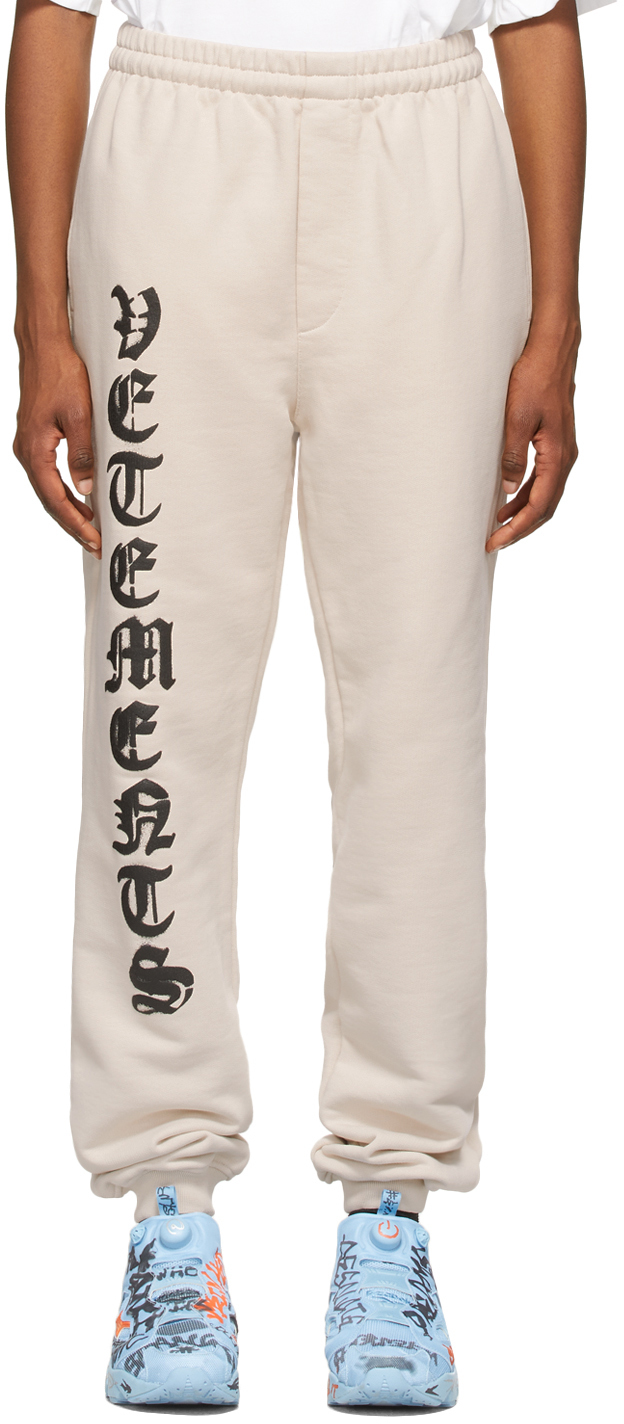 Beige Anarchy Gothic Logo Lounge Pants