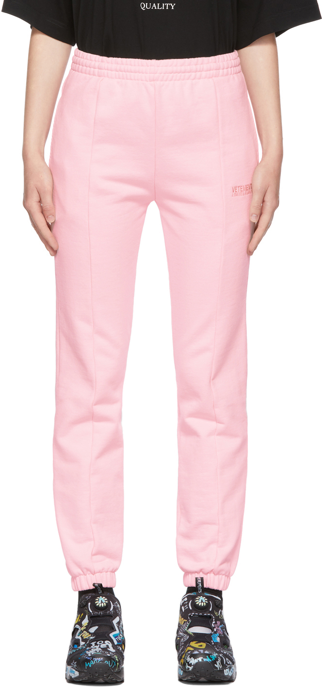 VETEMENTS Pink Logo Push Up Lounge Pants