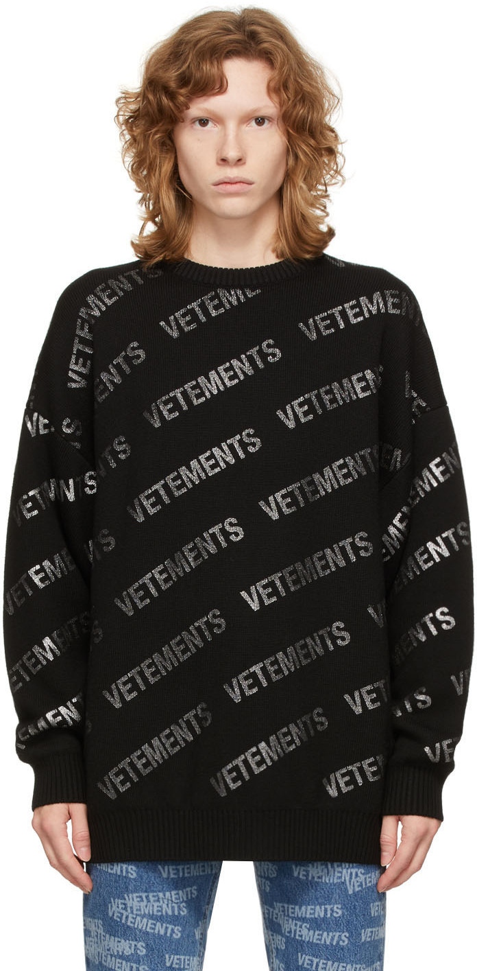 VETEMENTS Black Knit Monogram Sweater