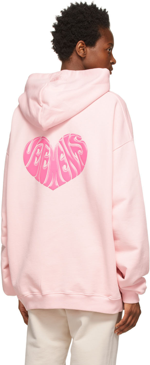 VETEMENTS Pink Dolphins Heart Logo Hoodie | Smart Closet