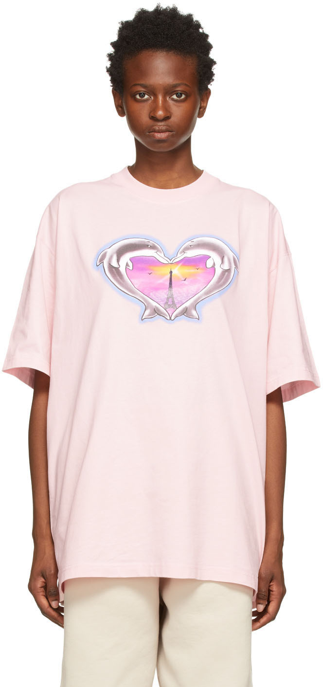 T-shirt rose à logo et à texte Ssense Femme Vêtements Tops & T-shirts T-shirts Manches courtes 