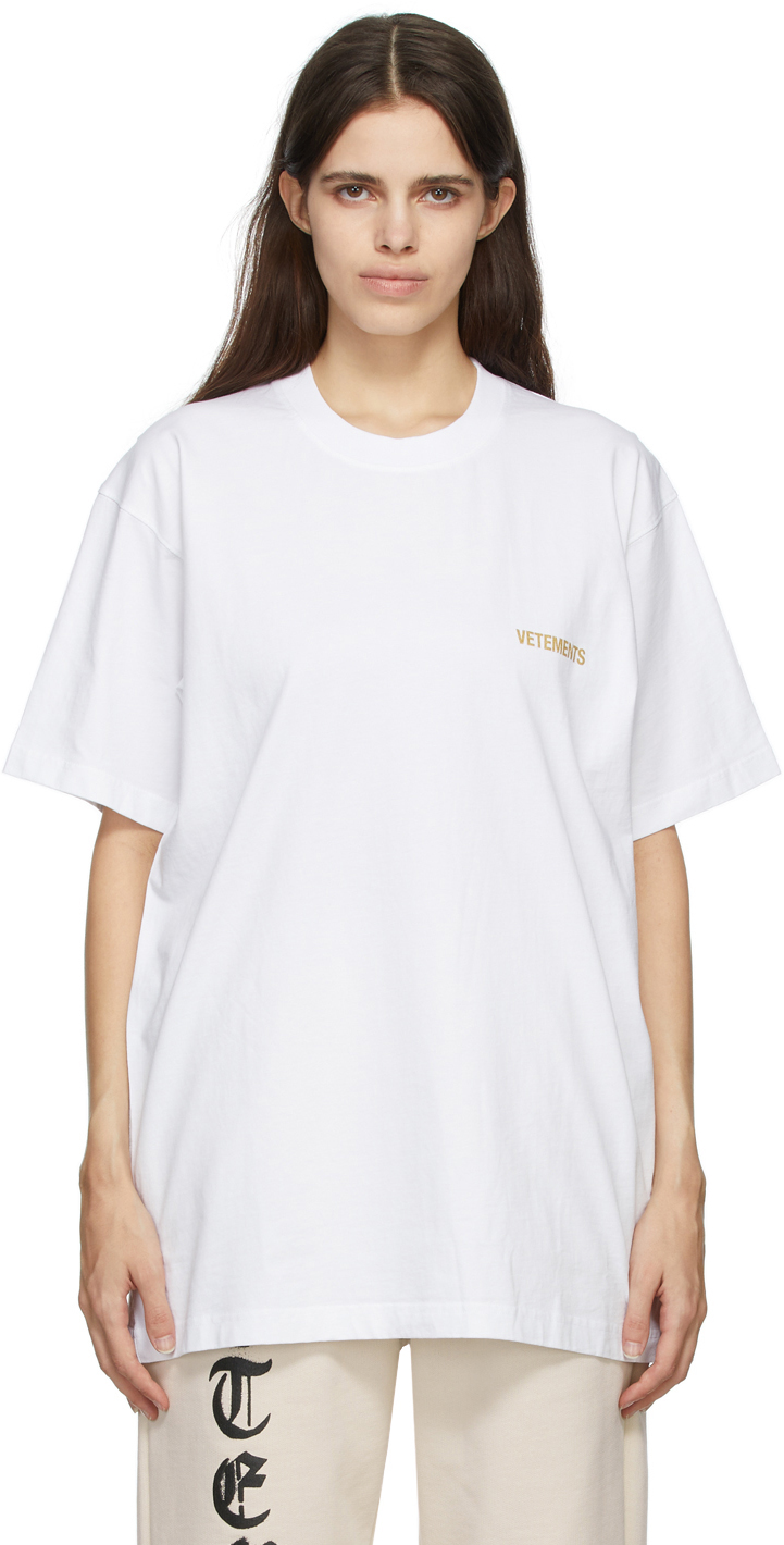 White Iconic Logo T-Shirt by VETEMENTS on Sale