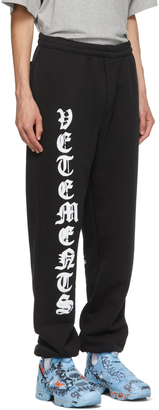 VETEMENTS Black Anarchy Gothic Logo Lounge Pants | Smart Closet