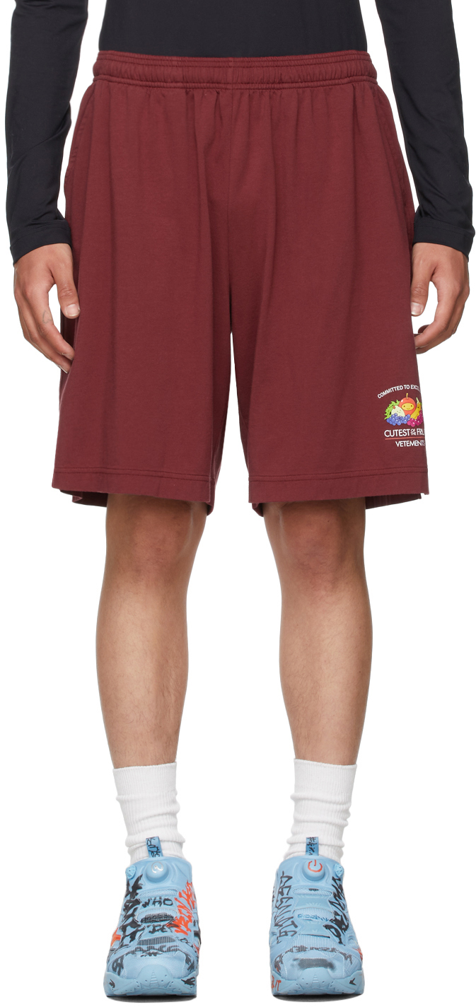 Burgundy 'Cutest Of The Fruits' Shorts 
