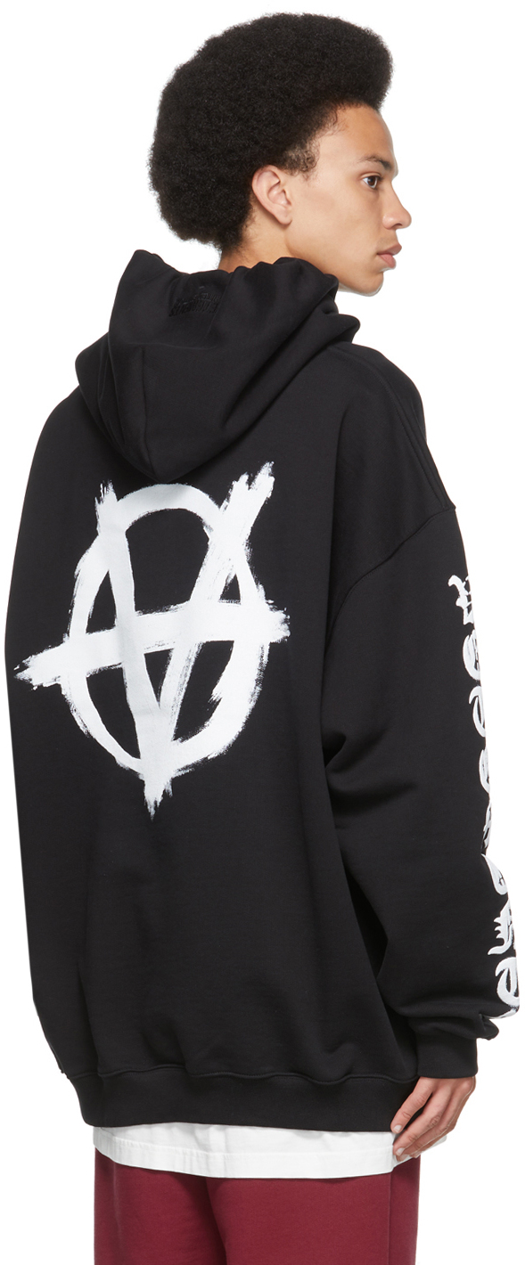 VETEMENTS Black Anarchy Gothic Logo Hoodie | Smart Closet