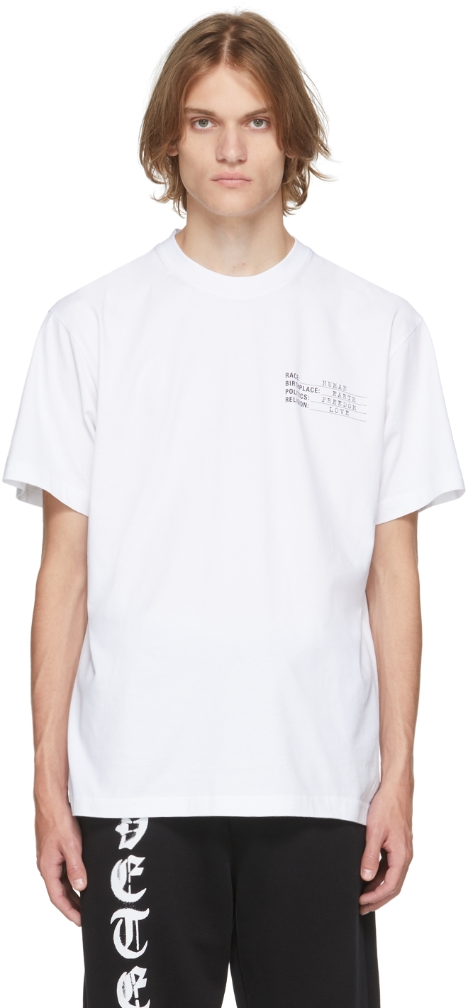 White Human Identity T-Shirt by VETEMENTS on Sale