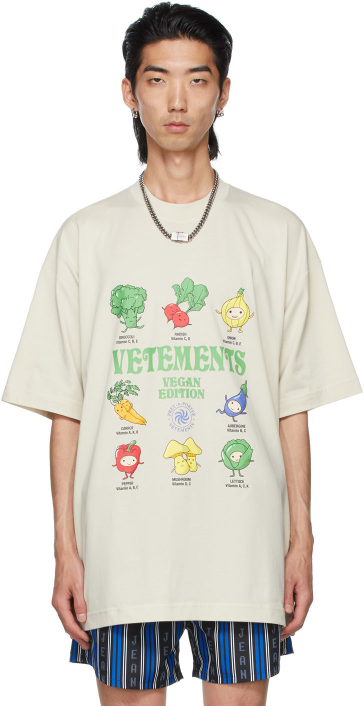 Off-White Vegan Logo T-Shirt by VETEMENTS on Sale