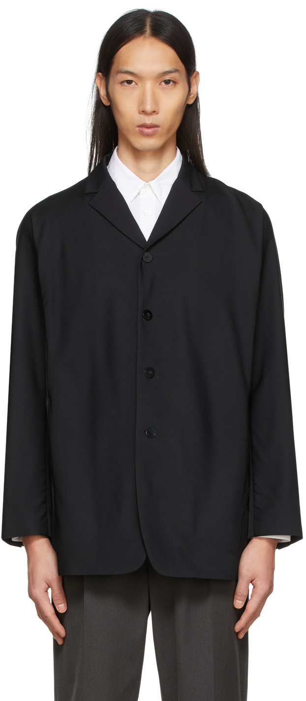 OVERCOAT: Black Dolman Sleeve Jacket | SSENSE Canada