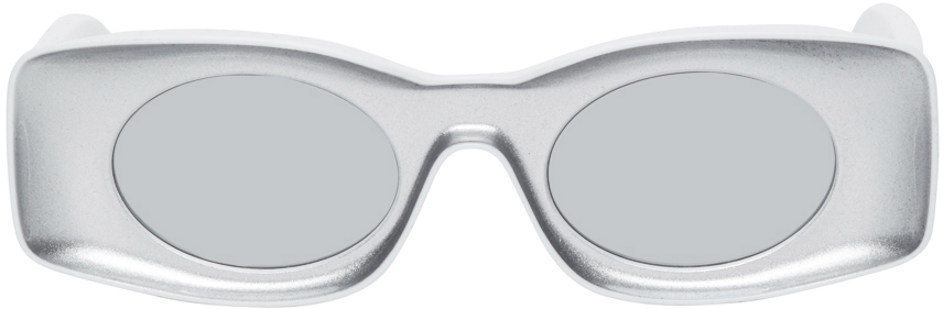 Title: Loewe: Silver & White Paula's Ibiza Square Sunglasses | SSENSE Canada