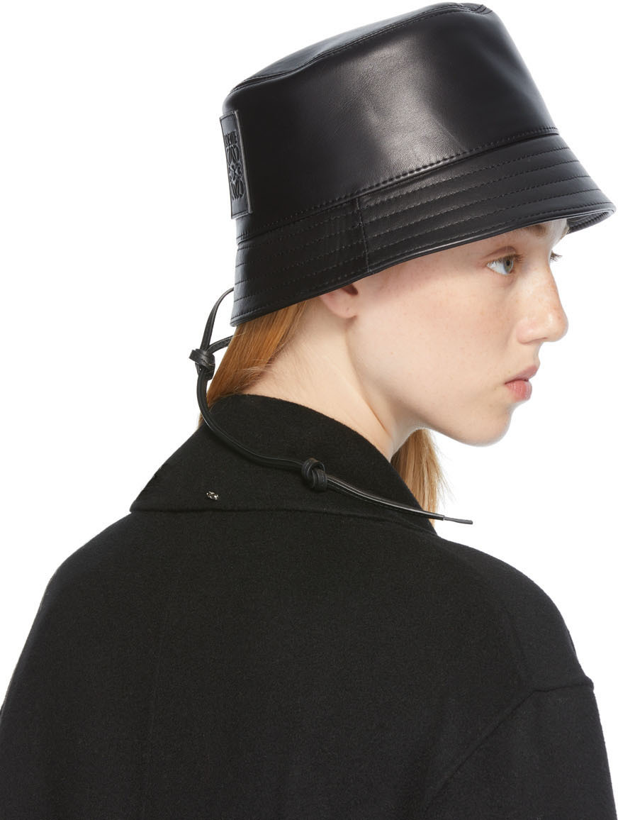 Loewe Black Leather Bucket Hat | Smart Closet display picture 3