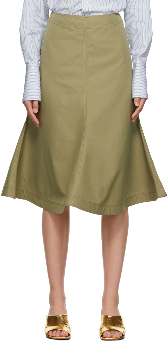 Loewe Green Cotton Midi Skirt
