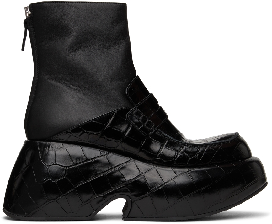 Loewe Black Wedge Loafer Boots