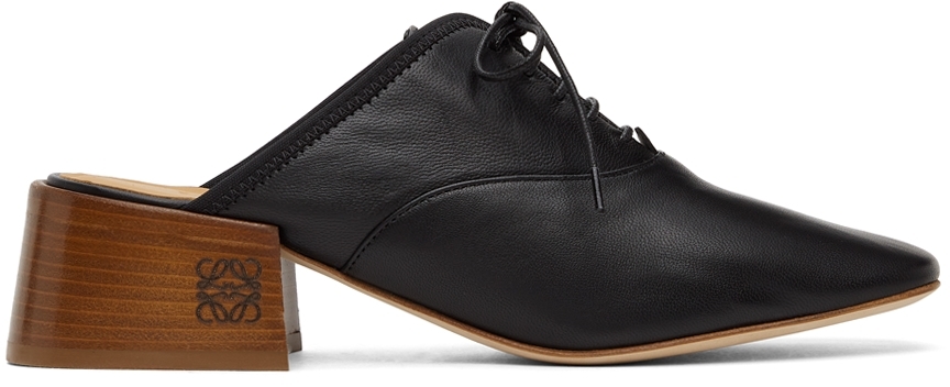 Click to view more detailed imagery on our partner's website Loewe Black Slip-on Derby Mules In 1100 Black