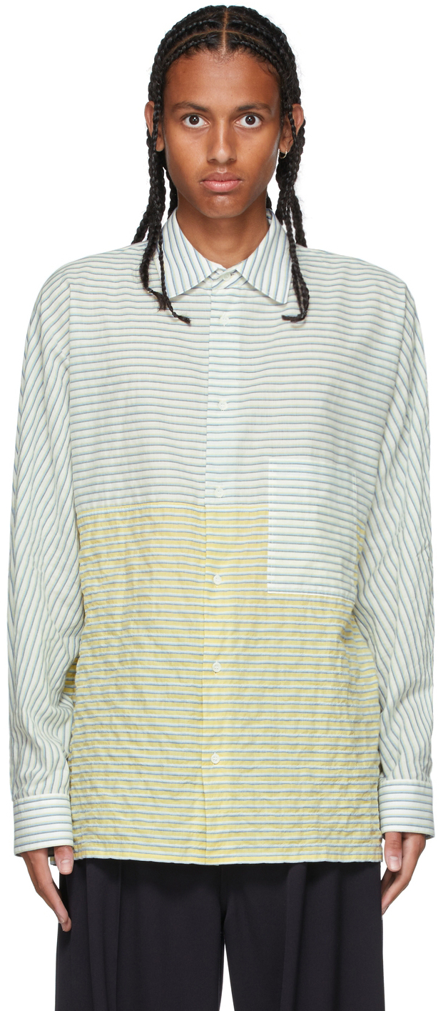 Loewe: Yellow & White Stripe Oversized Shirt | SSENSE