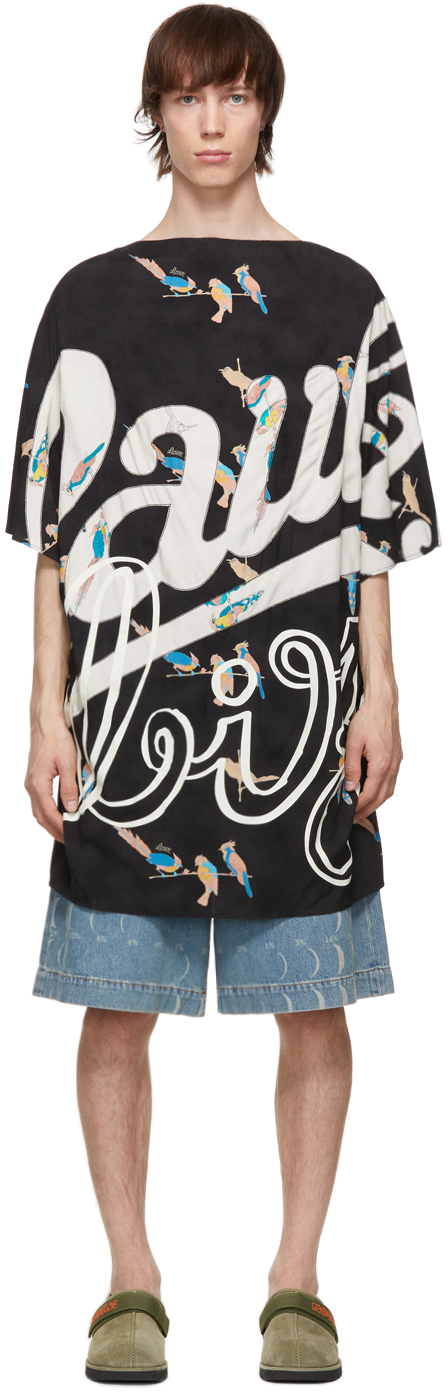 Black Paula's Ibiza Draped T-Shirt by Loewe on Sale