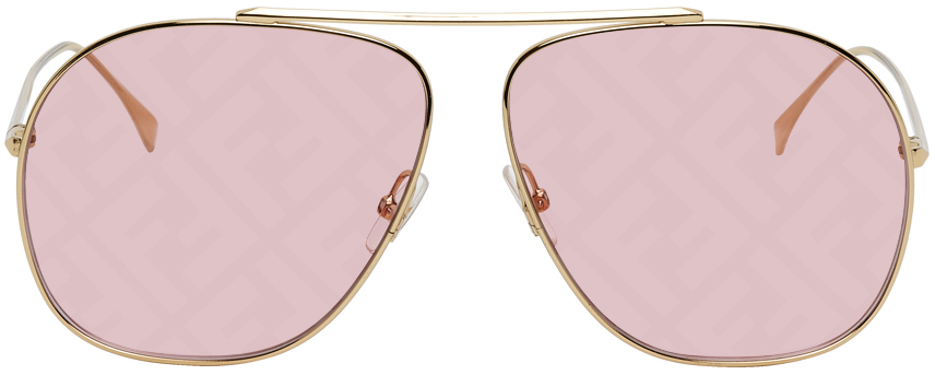 Fendi Gold & Pink 'Fendi Fabulous' Sunglasses