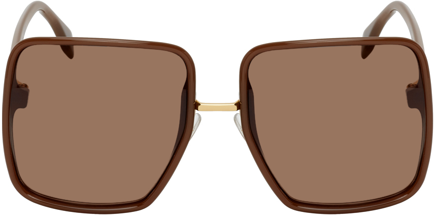 Fendi Brown Oversized Thin Square Sunglasses