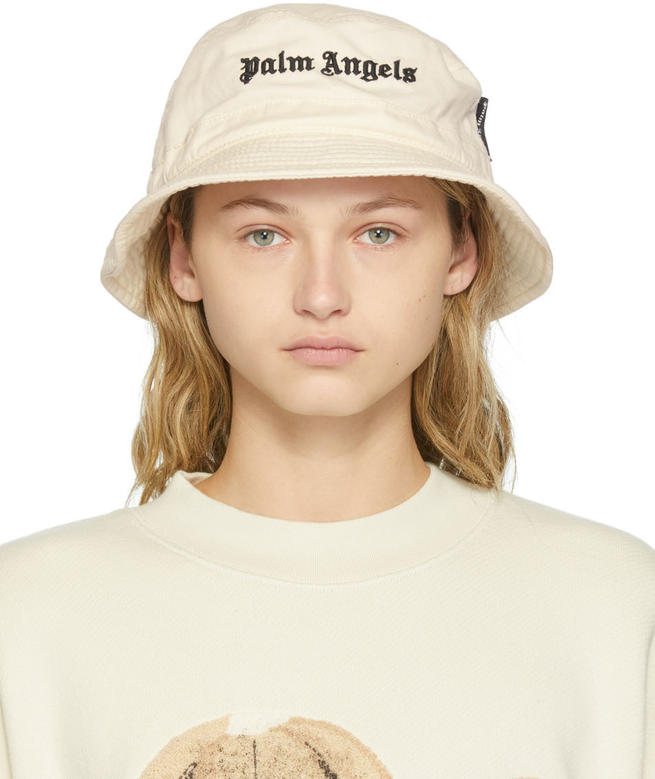 Palm Angels: Beige Classic Logo Bucket Hat | SSENSE