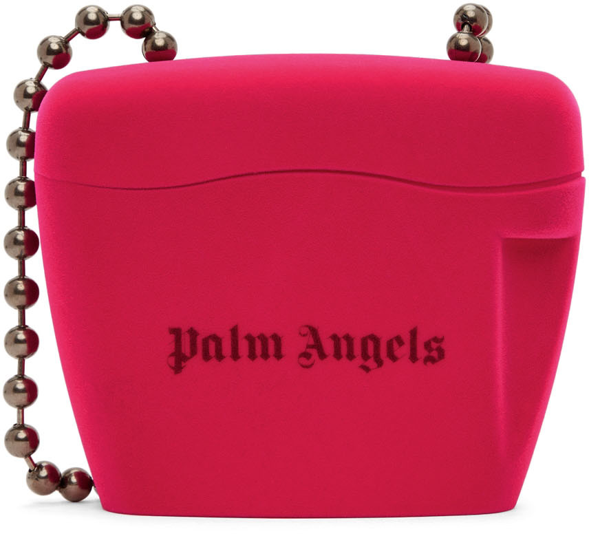 Palm Angels Pink Mini Flocked Padlock Bag