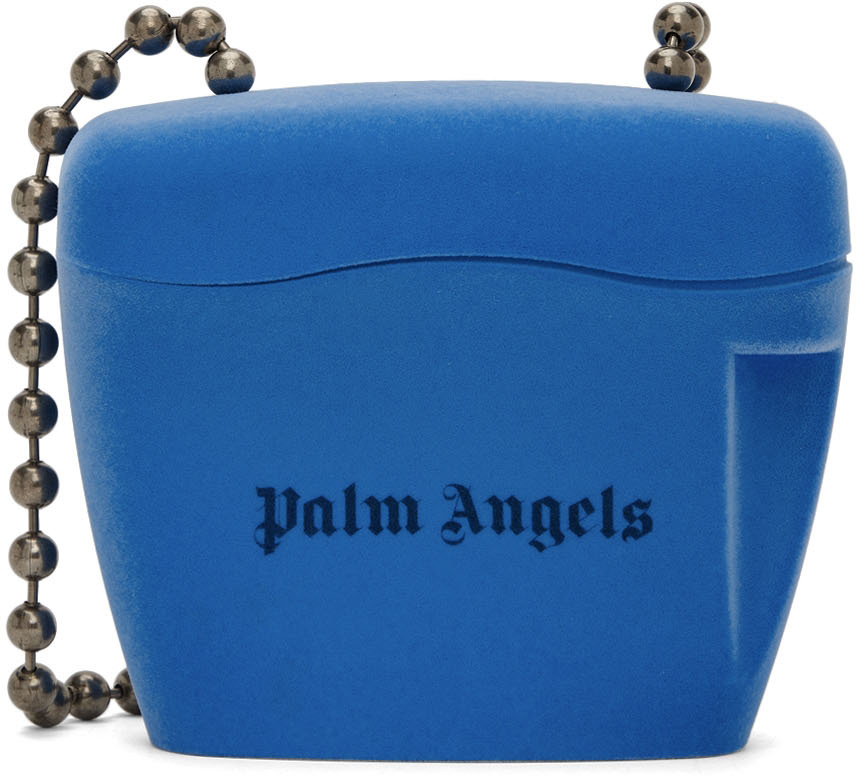 Palm Angels Blue Mini Flocked Padlock Bag