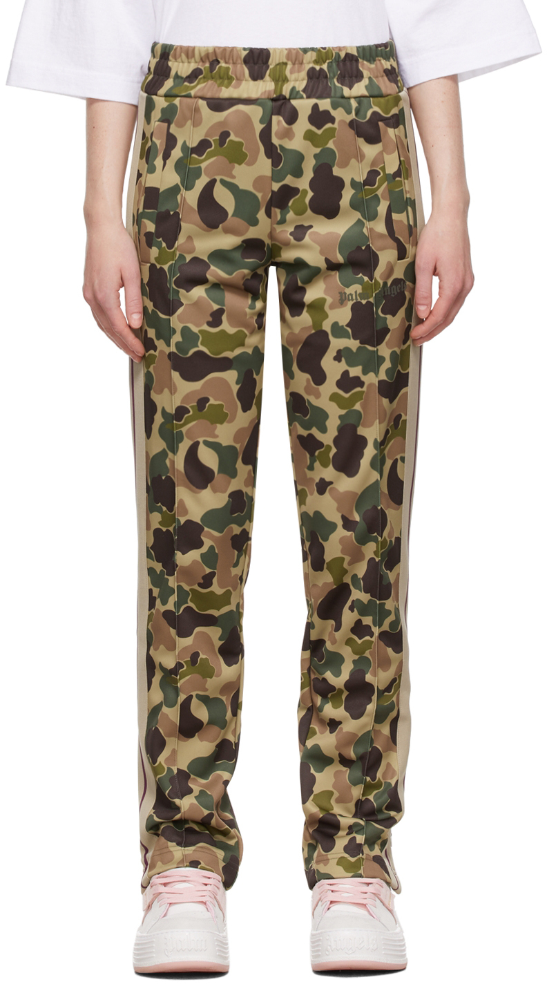 Palm Angels Green & Brown Camouflage Classic Track Pants